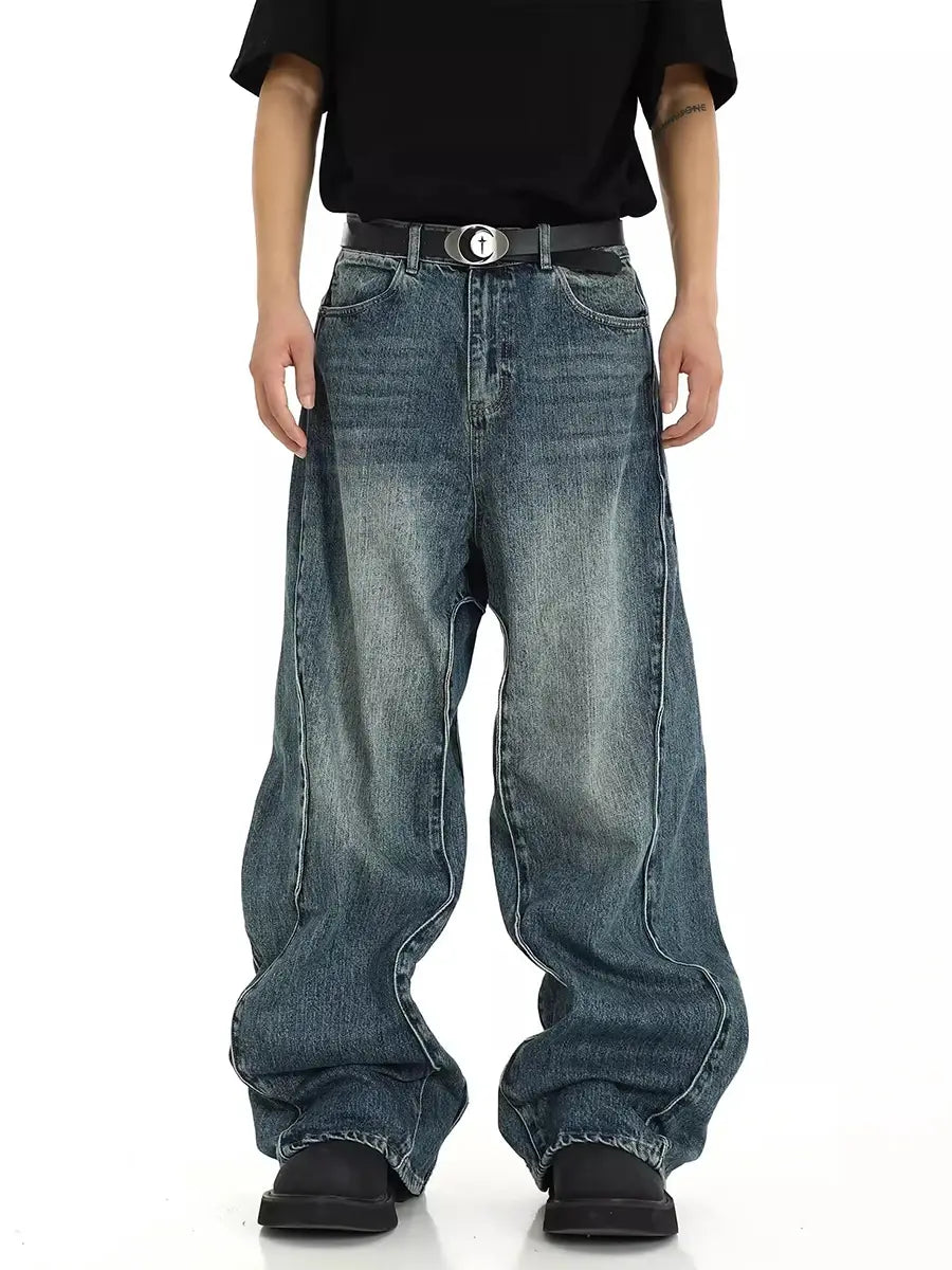 Twisted Seam Men Baggy Jeans