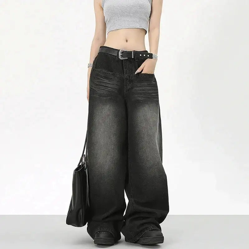 Black Baggy Washed Jeans